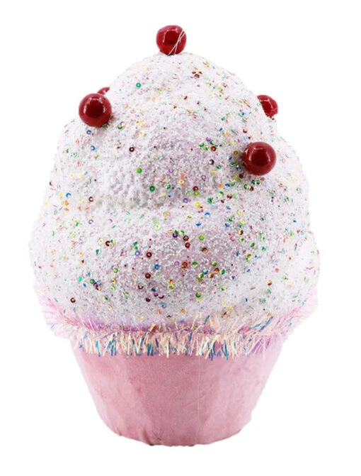 December Diamonds 10" Blue Or Pink Cupcake Christmas Ornament - Image 3