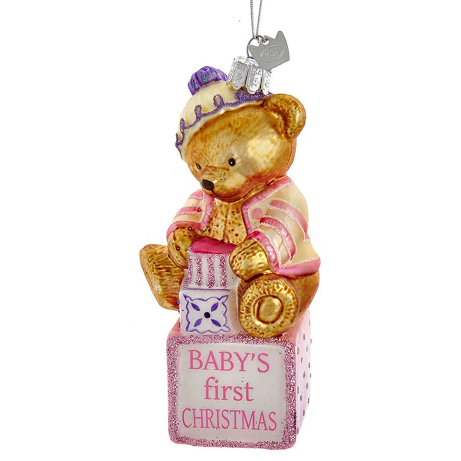 Kurt Adler 5" Noble Gems Pink Or Blue Baby's First Christmas Baby Bear Glass Christmas Ornament NB1675 4 Kurt Adler 5" Noble Gems Pink Or Blue Baby's First Christmas Baby Bear Glass Christmas Ornament NB1675 - Image 2