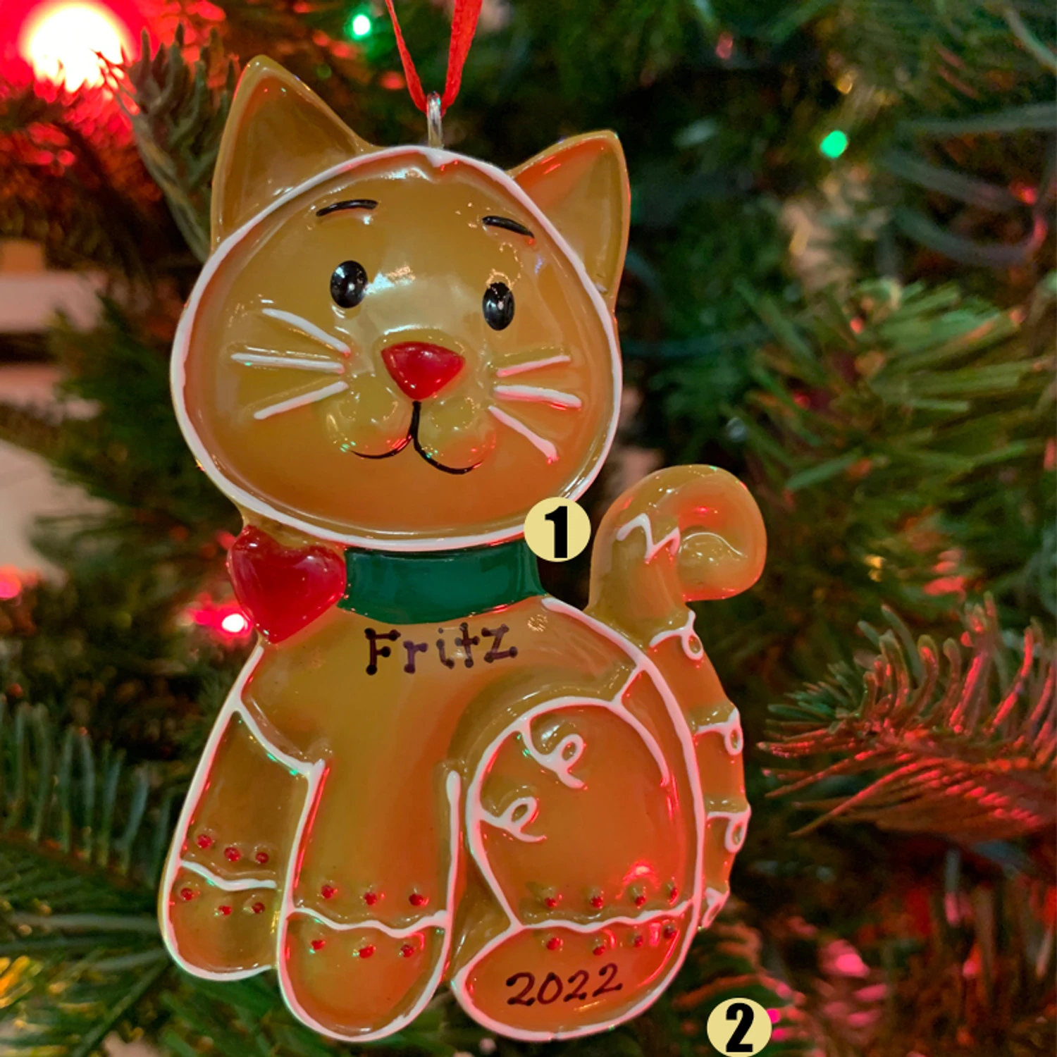 Gingerbread Cat Personalized Christmas Ornament OR1221 3 Gingerbread Cat Personalized Christmas Ornament OR1221