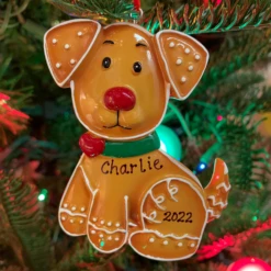 Gingerbread Cookie Puppy Dog Personalized Christmas Ornament OR1222 -The Jelly Christmas Shop OR1222 13089.1649337733