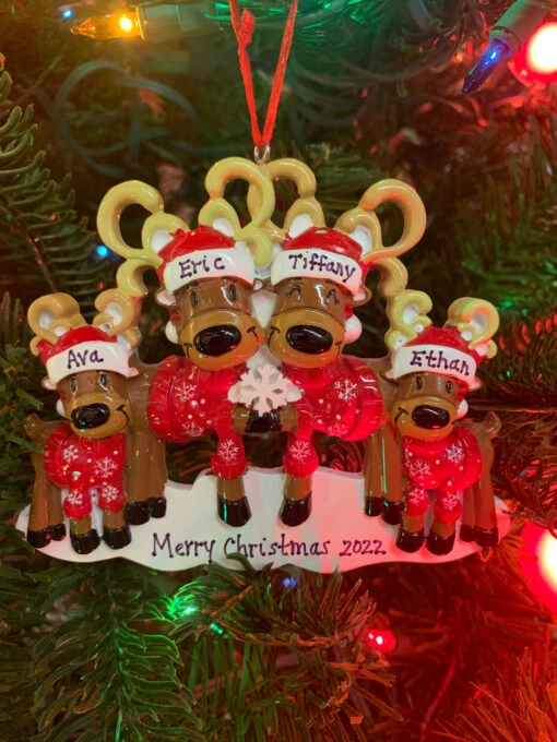 Reindeer Family Of 4 Personalized Christmas Ornament OR2256-4 - Image 2