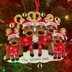 Reindeer Family Of 5 Personalized Christmas Ornament OR2256-5
