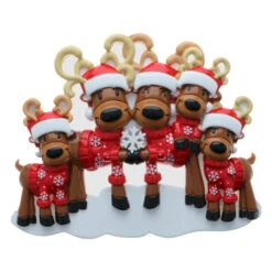 Reindeer Family Of 5 Personalized Christmas Ornament OR2256-5 -The Jelly Christmas Shop OR2256 5 43920.1654005571