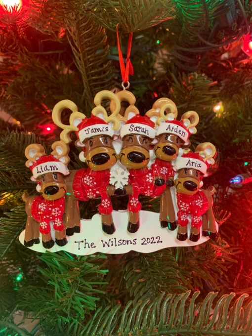 Reindeer Family Of 5 Personalized Christmas Ornament OR2256-5 - Image 2