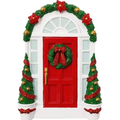 Red Door With Wreath Personalized Christmas Ornament OR2297 - Image 3