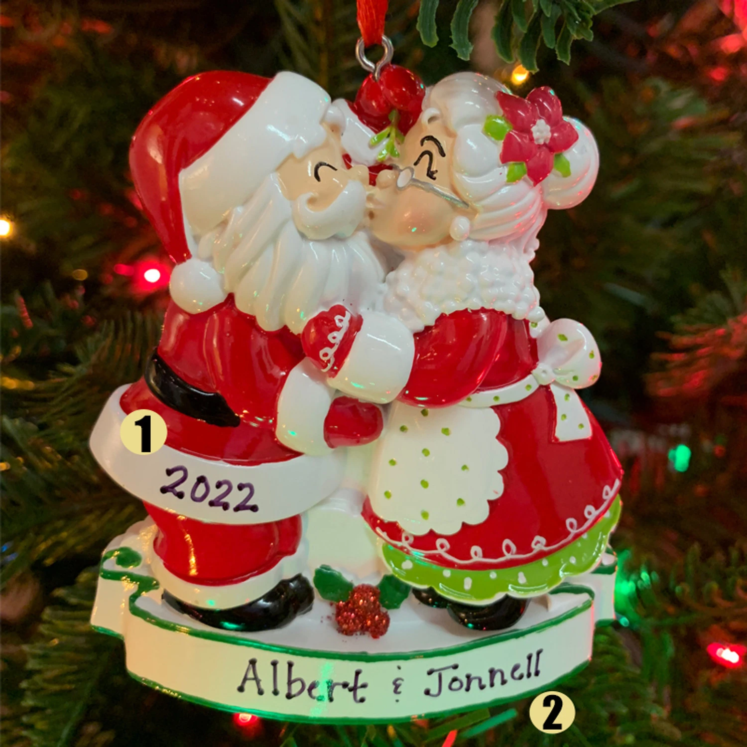 Mr. And Mrs. Claus Kissing Personalized Christmas Ornament OR2391 3 Mr. And Mrs. Claus Kissing Personalized Christmas Ornament OR2391
