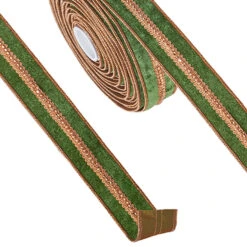 Raz 1.5" Green Velvet Christmas Ribbon With Gold Jewels R4227719 -The Jelly Christmas Shop R4227719 59490.1697115636