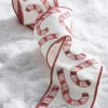 Raz 4" Candy Cane Sequined Wired Christmas Ribbon R4227728 -The Jelly Christmas Shop R4227728 61470.1651093879