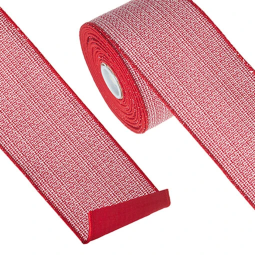Raz 4" Red And White Tweed Wired Christmas Ribbon R4227742 - Image 2