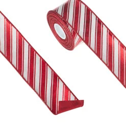 Raz 2.5" Red And White Metallic Peppermint Striped Wired Christmas Ribbon R4271839 -The Jelly Christmas Shop R4271839 1 29683.1651176178