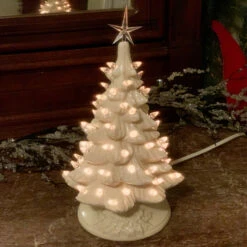 White Ceramic Lighted Christmas Tree 12"