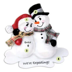 We're Expecting! Snowmen Personalized Christmas Ornament