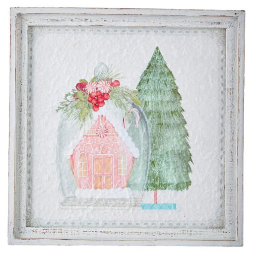 Raz 14" Peppermint Parlor Textured Paper Framed Christmas Wall Art 4159152 - Image 3