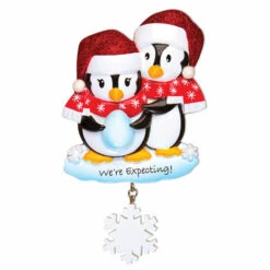 "We're Expecting" Penguin Couples Personalized Christmas Ornament -The Jelly Christmas Shop api4nn8iv 90632.1646091872