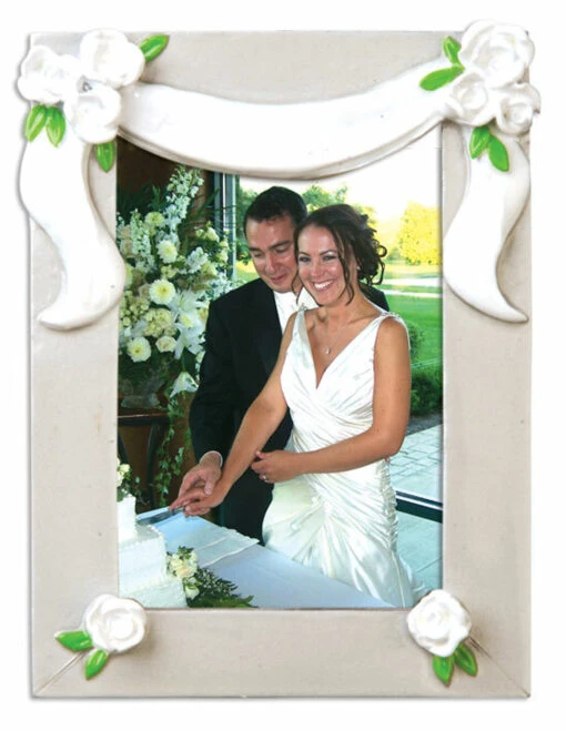 Silver And White Wedding Picture Frame Personalized Christmas Ornament PF958 - Image 3