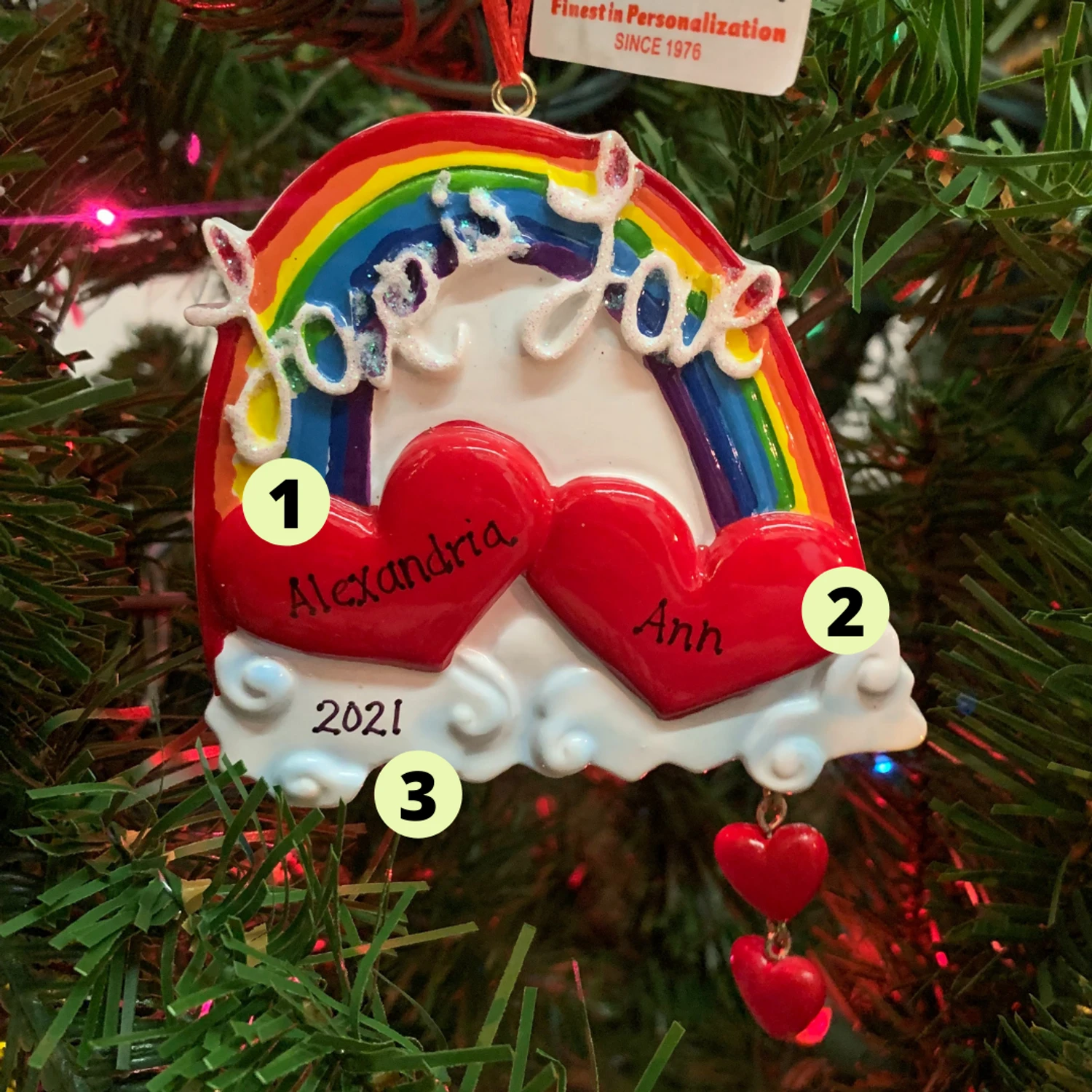 Kurt Adler 3.75" Love Is Love Rainbow Personalized Christmas Ornament W8454 4 Kurt Adler 3.75" Love Is Love Rainbow Personalized Christmas Ornament W8454 - Image 2