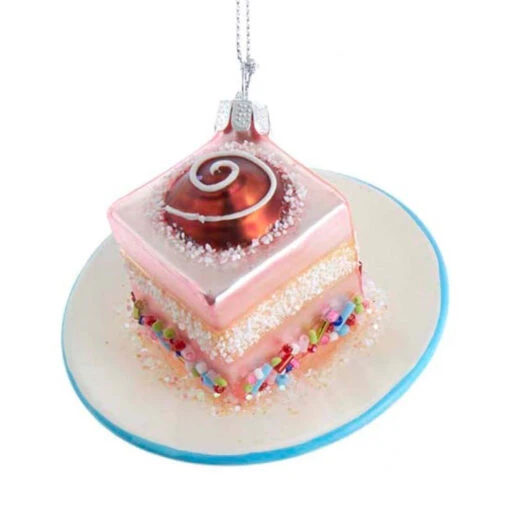 Kurt Adler 3.25" Pink Miniature Cake Glass Christmas Ornament C6374 - Image 2