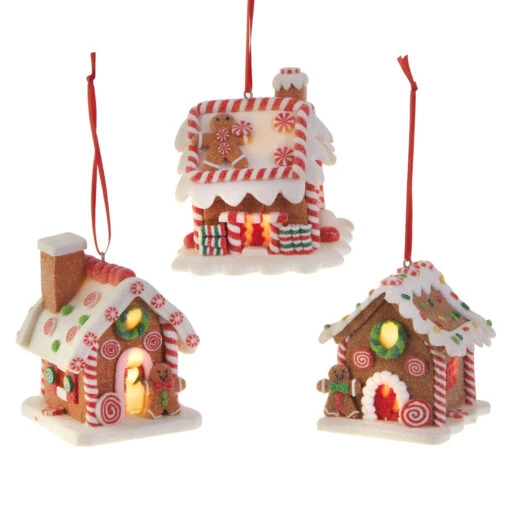 Raz 3.25" LED Lighted Claydough Gingerbread House Christmas Ornament 3815534 - Image 2