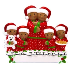 African American Pajama Family Of 6 Personalized Christmas Ornament -The Jelly Christmas Shop apig3oek5 34893.1646091911