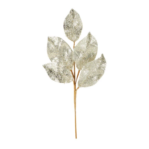Raz 24" Silver Or Gold Beaded Metallic Leaf Christmas Spray F4106650 - Image 4