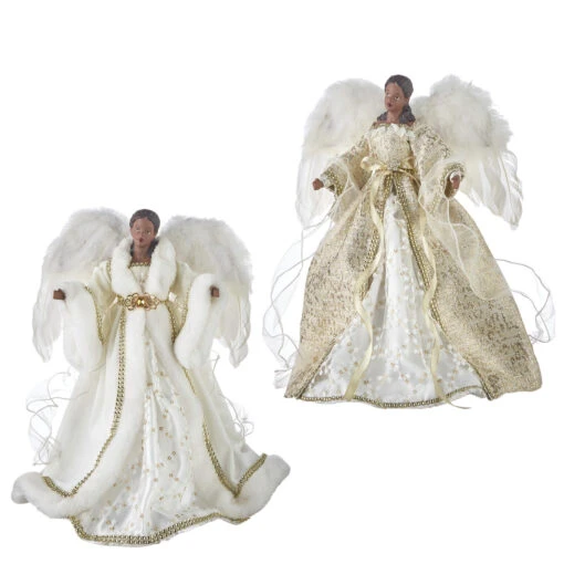 Raz 16" African American White And Gold Angel Christmas Tree Topper 4115551 - Image 2