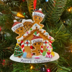 Gingerbread House Family Of 3 Personalized Christmas Ornament OR1872-3 -The Jelly Christmas Shop apigp0tdp 55379.1646091907