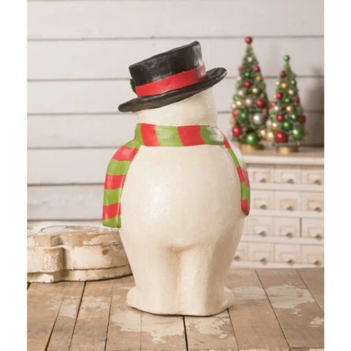 Bethany Lowe 19" Deck The Halls Snowman Large Paper Mache Christmas Decoration TJ0182 - Image 2