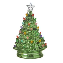 Raz 8" Battery Operated Lighted White Or Metallic Green Ceramic Christmas Tree -The Jelly Christmas Shop apihgr0sz 57754.1646091875