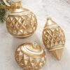 Raz 4" Gold Diamond Point With Pearls Glass Christmas Ornament 4122807