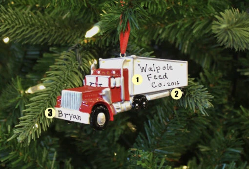 Semi Truck Personalized Christmas Ornament