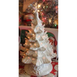 White Ceramic Lighted Christmas Tree 12" -The Jelly Christmas Shop apiistxdw 22774.1646091919