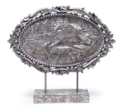 20.75" Silver Santa In Sleigh Scene Christmas Decoration 9742071