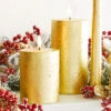 Uyuni 3" X 5" Or 7" Gold Texture Flat Top Flicker Flame Pillar Candle -The Jelly Christmas Shop apilmdre5 18592.1646091947