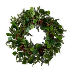 Raz 27" Iced Mixed Greenery, Eucalyptus And Pinecone Christmas Wreath W4102617 -The Jelly Christmas Shop apimh8jjj 77235.1646091914