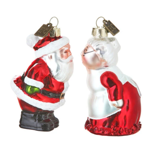 Raz 3.5" Eric Cornina Mr. And Mrs. Claus Glass Christmas Ornament 4153127 - Image 2