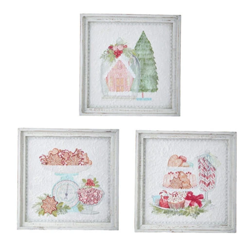 Raz 14" Peppermint Parlor Textured Paper Framed Christmas Wall Art 4159152 - Image 2