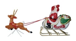 72" Large Santa With Sleigh And Reindeer Blow Mold C6480