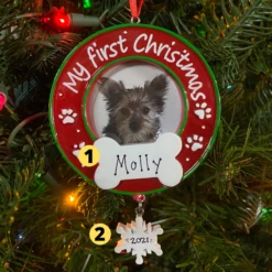 My First Christmas Dog Picture Frame Personalized Christmas Ornament PF1717