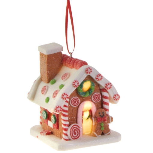 Raz 3.25" LED Lighted Claydough Gingerbread House Christmas Ornament 3815534 - Image 3