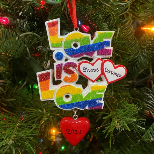 Pride "Love Is Love" Personalized Christmas Ornament OR1455 - Image 2