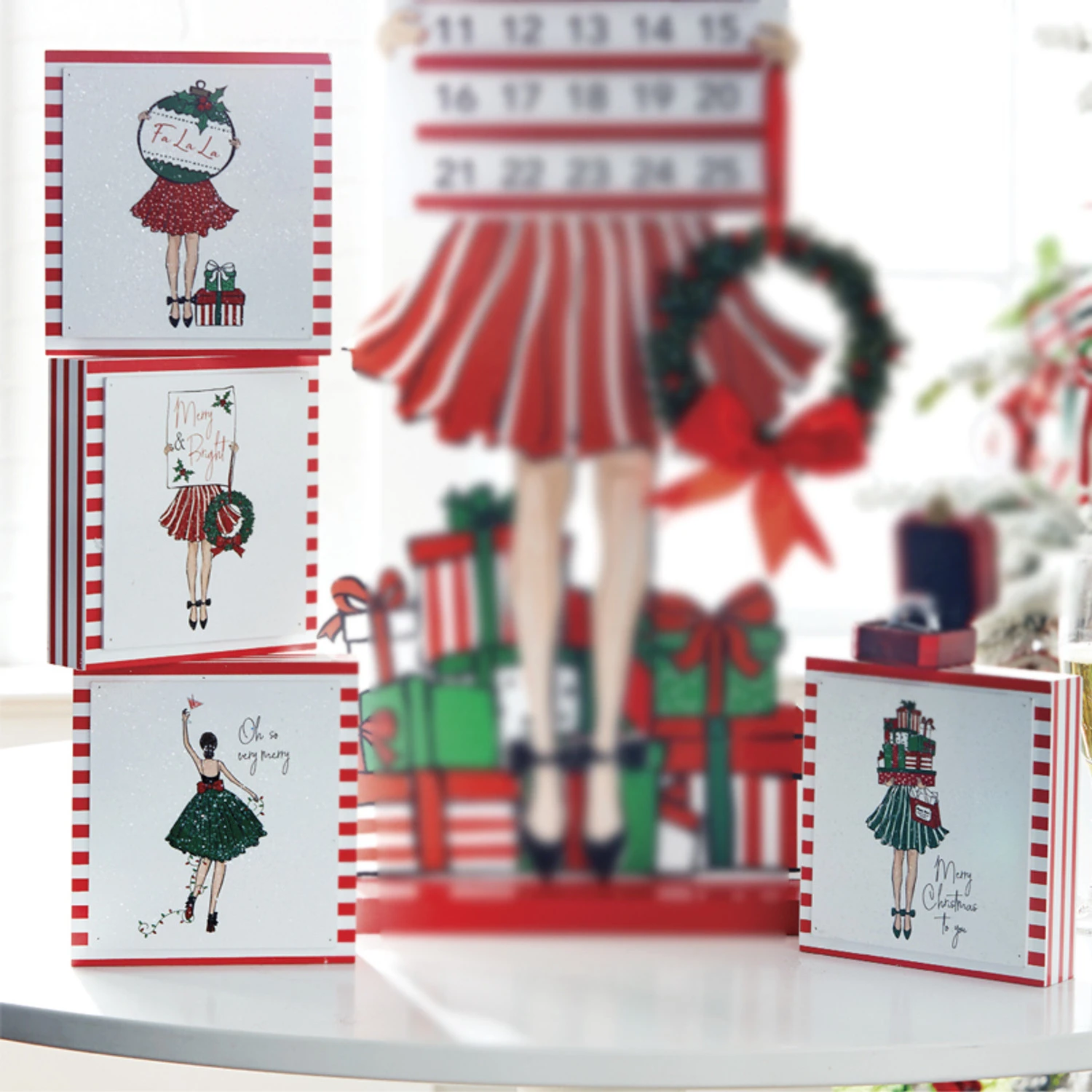 Raz Set Of 4 6" Holiday Shopper Block Christmas Signs 4016290 3 Raz Set Of 4 6" Holiday Shopper Block Christmas Signs 4016290