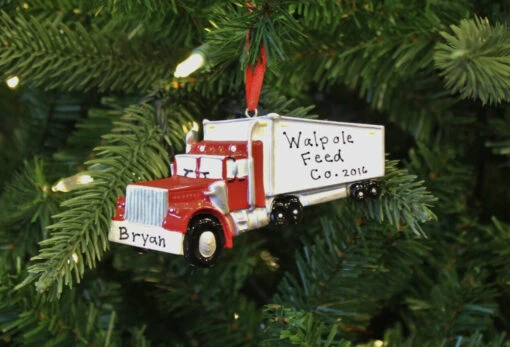 Semi Truck Personalized Christmas Ornament - Image 2