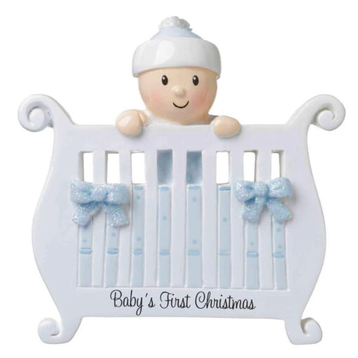 Baby Boy In Crib Personalized Christmas Ornament OR1732-B - Image 3