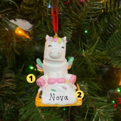 Marshmallow Unicorn Personalized Christmas Ornament MM20023