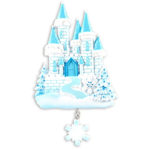 Blue And White Ice Castle Personalized Christmas Ornament OR1462 - Image 3