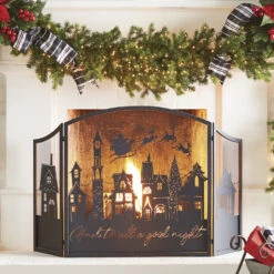 Raz 48" And To All A Good Night Christmas Fireplace Screen 4117027