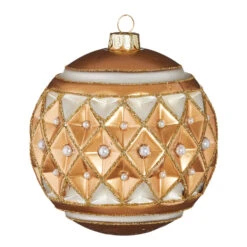 Raz 4" Gold Diamond Point With Pearls Glass Christmas Ornament 4122807 -The Jelly Christmas Shop apiros1ot 95401.1646091961
