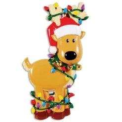 Reindeer Tangled In Lights Personalized Christmas Ornament OR1370 -The Jelly Christmas Shop apis3lqgu 85093.1666293252
