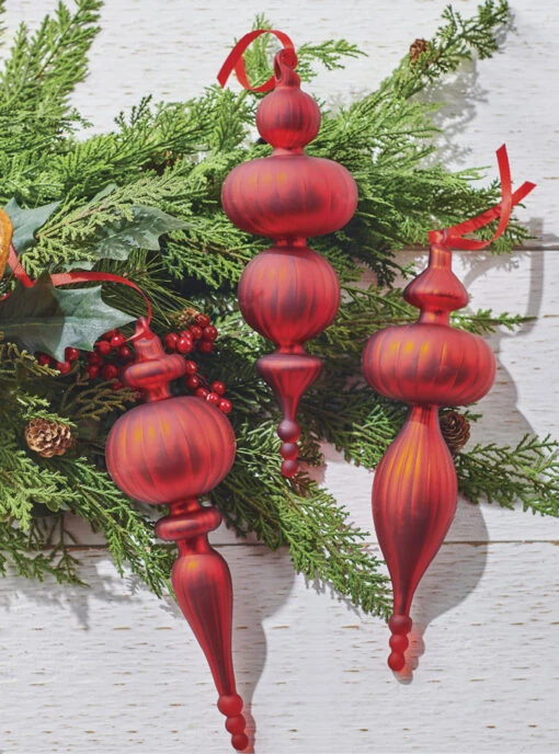 Raz 9.5" Large Red Finial Glass Christmas Ornament 4124579
