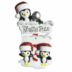 Penguin Family Of 3 At The North Pole Personalized Christmas Ornament OR1739-3 -The Jelly Christmas Shop apit31xie 99918.1646091896